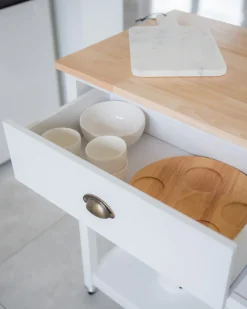 Discount Wózek kuchenny NAVARINO Drewno Biały Wszystko Do Przechowywania W Kuchni|Wózki Kuchenne