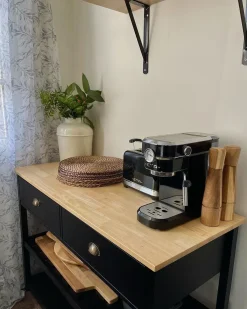 Clearance Wózek kuchenny NAVARINO Drewno Czarny Wszystko Do Przechowywania W Kuchni|Wózki Kuchenne