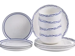 Zastawa stołowa 12-częściowa AMCHUR Porcelana Biały/ niebieski