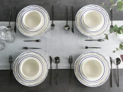 Zastawa stołowa 12-częściowa AMCHUR Porcelana Biały/ niebieski