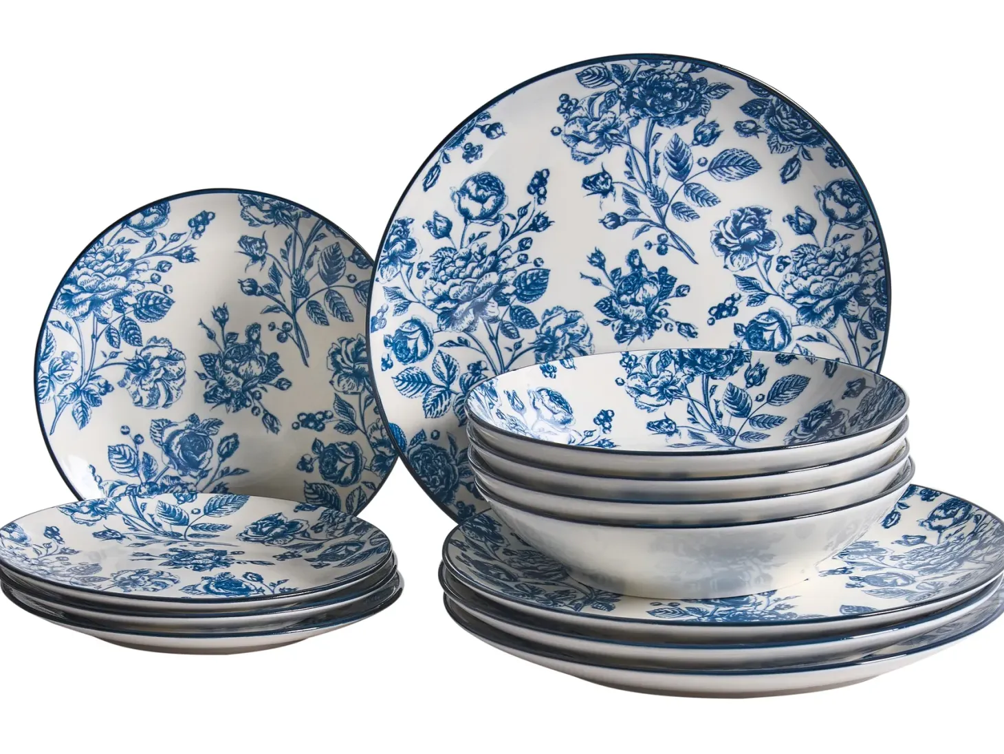 Zastawa stołowa 12-częściowa BASIL Porcelana Niebieski
