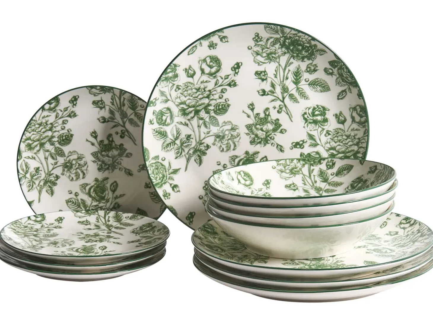 Zastawa stołowa 12-częściowa BASIL Porcelana Zielony
