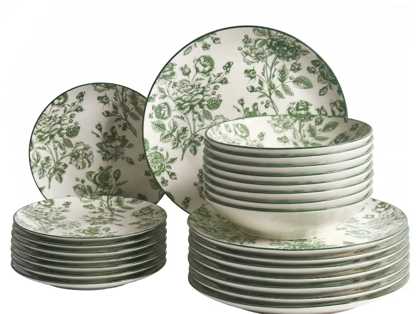 Zastawa stołowa 24-częściowa BASIL Porcelana Zielony