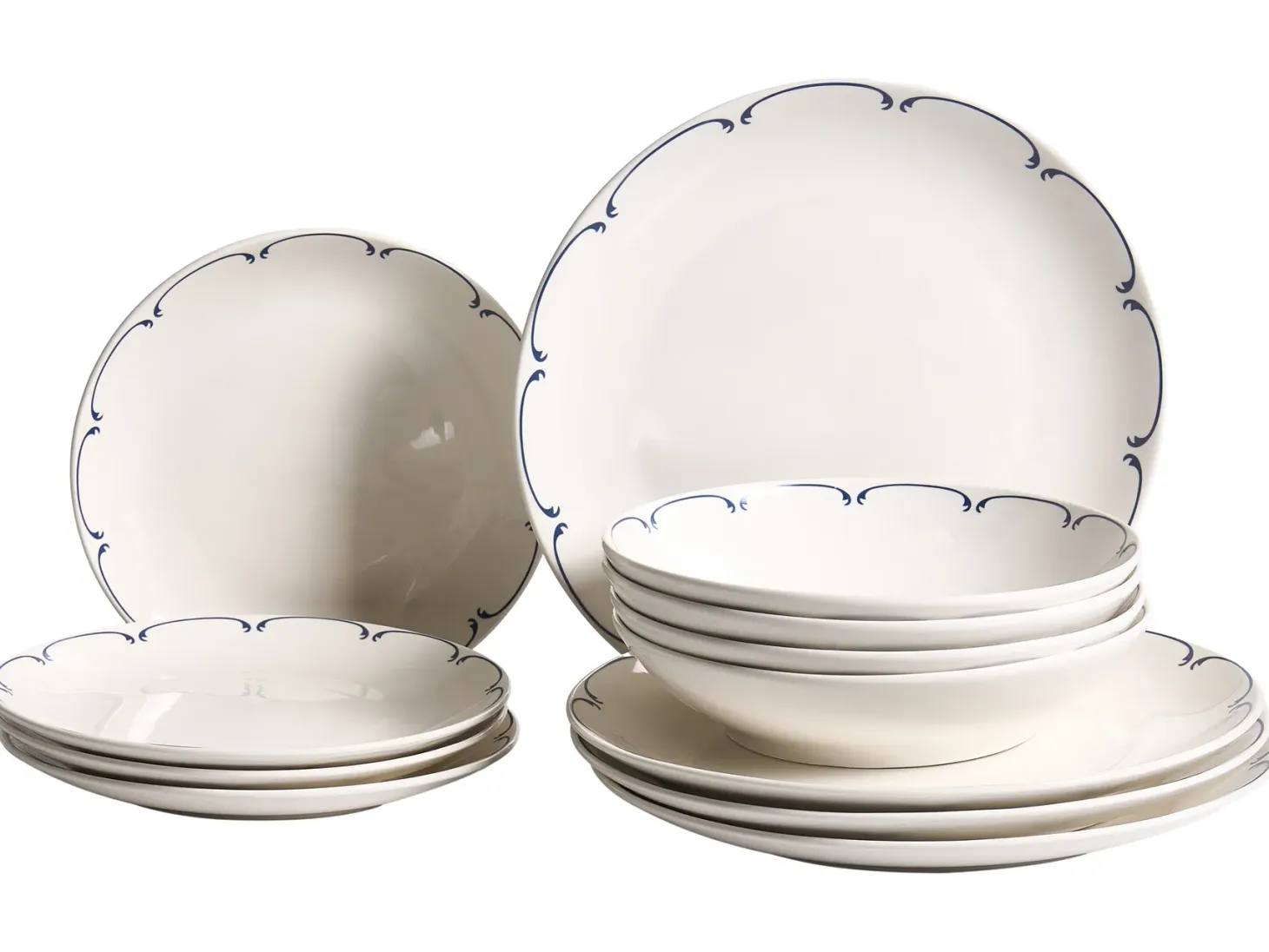 Zastawa stołowa 12-częściowa CHAROLI Porcelana Biały/ niebieski