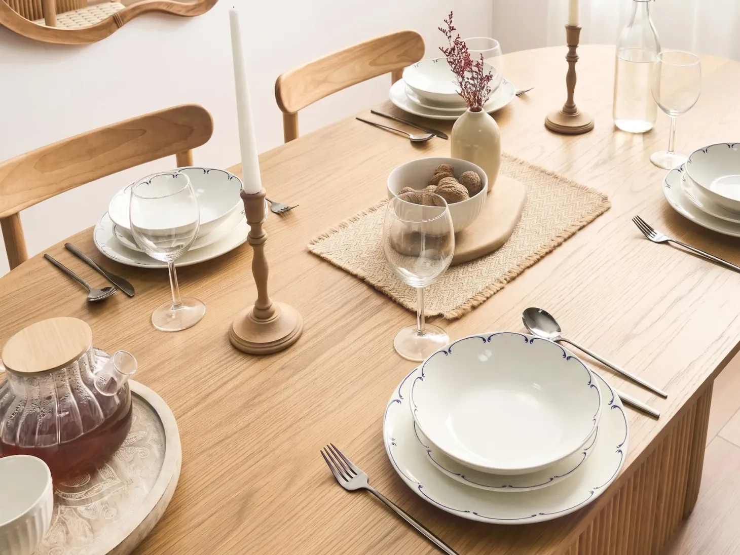 Zastawa stołowa 12-częściowa CHAROLI Porcelana Biały/ niebieski