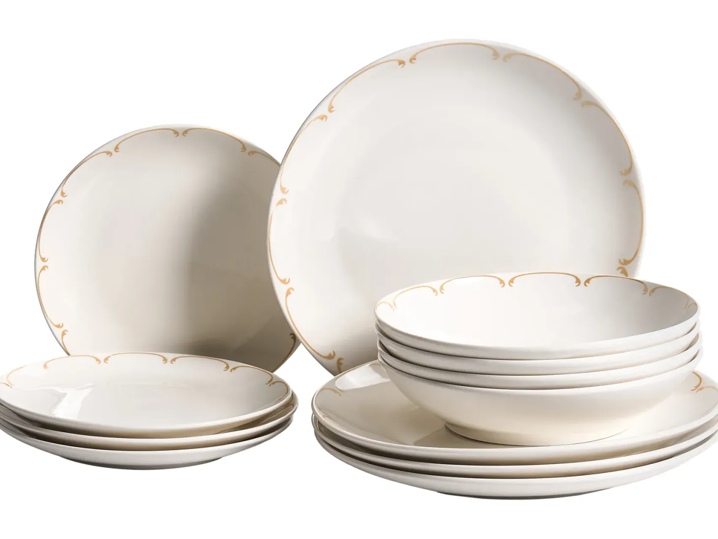 Zastawa stołowa 12-częściowa CHAROLI Porcelana Biały/ złoty