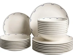 Zastawa stołowa 24-częściowa CHAROLI Porcelana Biały/ niebieski