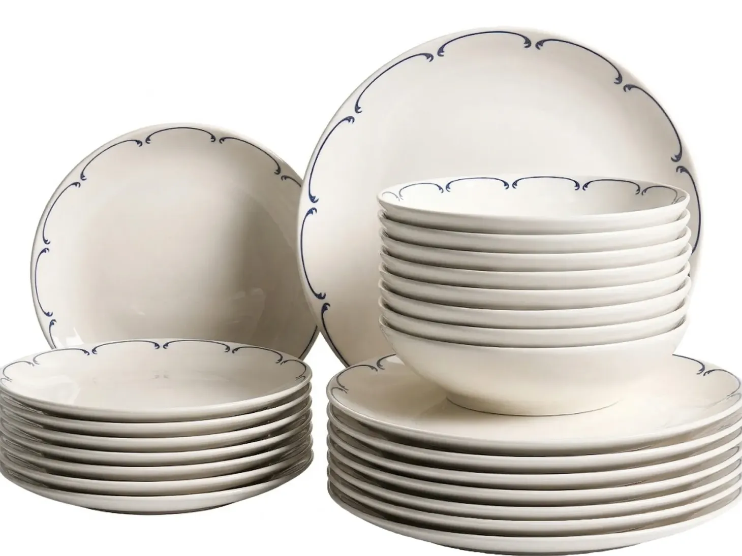Zastawa stołowa 24-częściowa CHAROLI Porcelana Biały/ niebieski