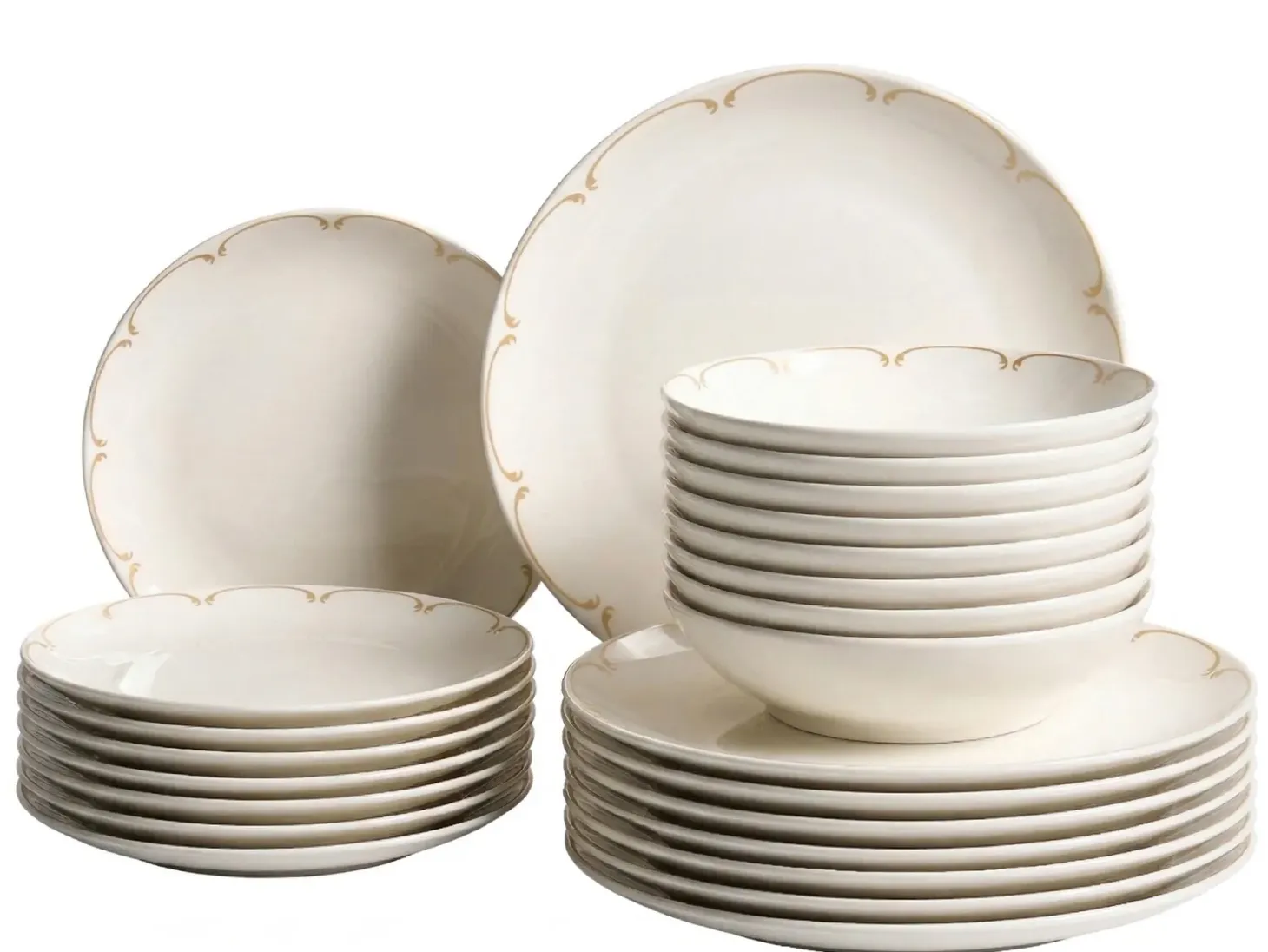 Zastawa stołowa 24-częściowa CHAROLI Porcelana Biały/ złoty
