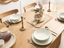 Zastawa stołowa 12-częściowa CUMIN Porcelana Złamana biel/ zielony