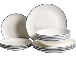 Zastawa stołowa 12-częściowa CUMIN Porcelana Złamana biel/ niebieski