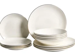 Zastawa stołowa 12-częściowa CUMIN Porcelana Złamana biel/ złoty