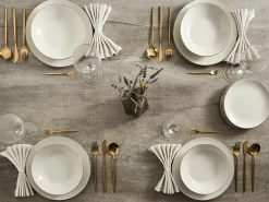 Zastawa stołowa 12-częściowa CUMIN Porcelana Złamana biel/ złoty