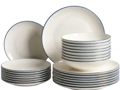 Zastawa stołowa 24-częściowa CUMIN Porcelana Złamana biel/ niebieski