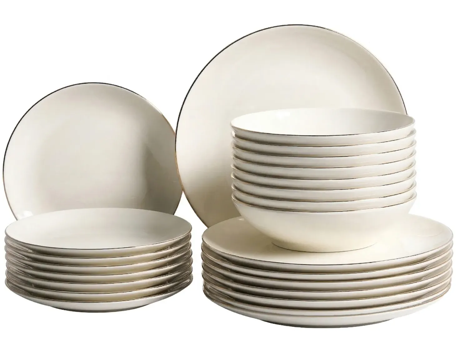 Zastawa stołowa 24-częściowa CUMIN Porcelana Złamana biel/ złoty
