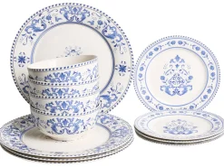 Zastawa stołowa 12-częściowa GALANGAL Porcelana Biały/ niebieski