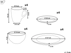 Zastawa stołowa 16-częściowa MARJORAM Porcelana Biały