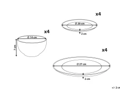 Zastawa stołowa 12-częściowa SAFFRON Porcelana Biały