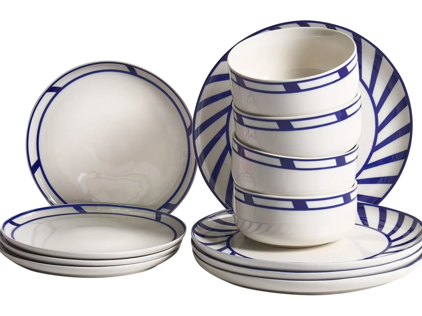 Zastawa stołowa 12-częściowa SHISO Porcelana Biały/ niebieski