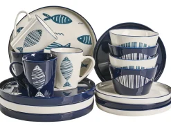 Zastawa stołowa 16-częściowa TAMARIND Porcelana Biały/ niebieski
