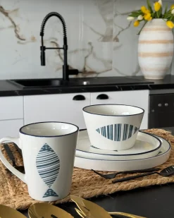 Zastawa stołowa 16-częściowa TAMARIND Porcelana Biały/ niebieski
