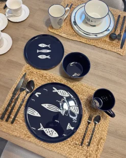 Zastawa stołowa 16-częściowa TAMARIND Porcelana Biały/ niebieski