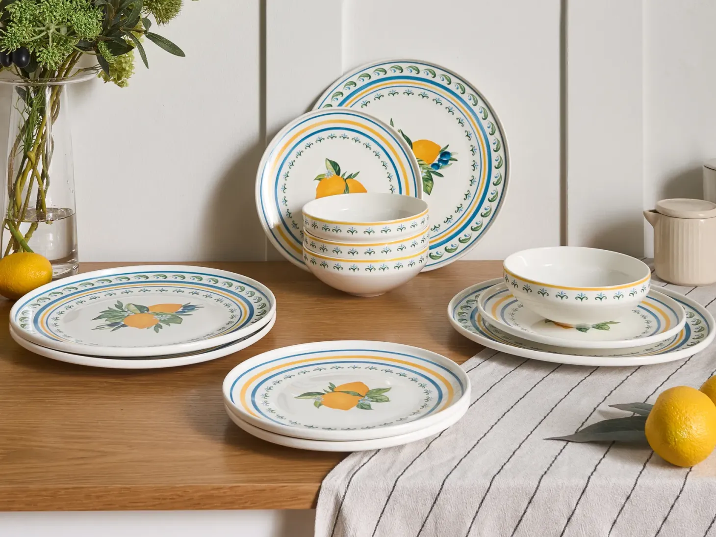 Zastawa stołowa 24-częściowa TARRAGON Porcelana Biały/ zielony