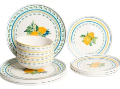 Zastawa stołowa 12-częściowa TARRAGON Porcelana Biały/ zielony
