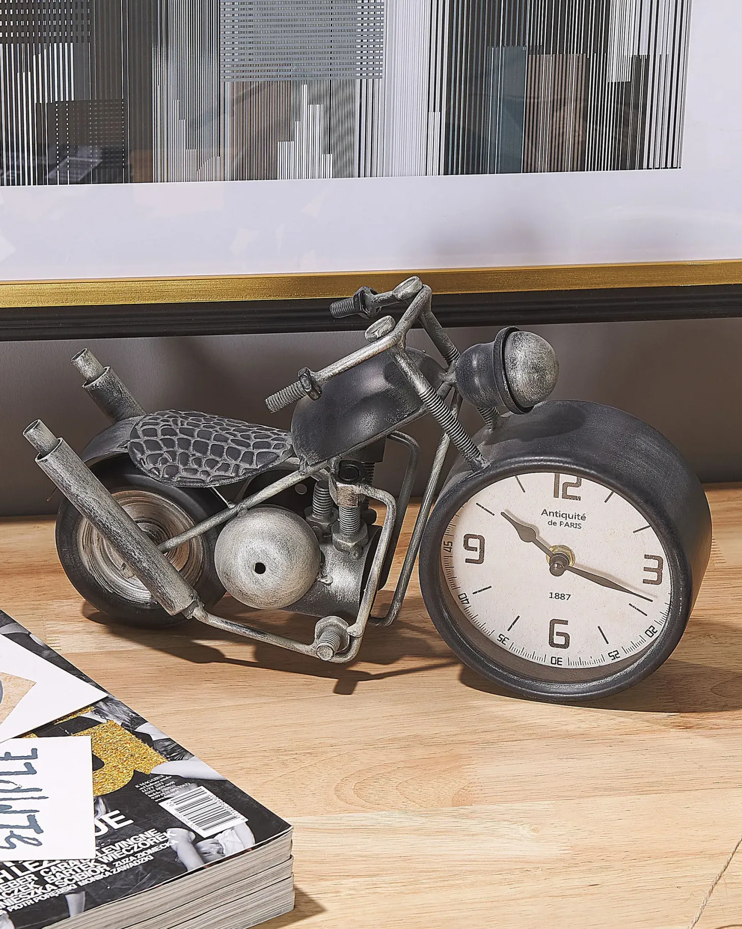 Zegar biurkowy BERNO 30 cm Metal Czarny
