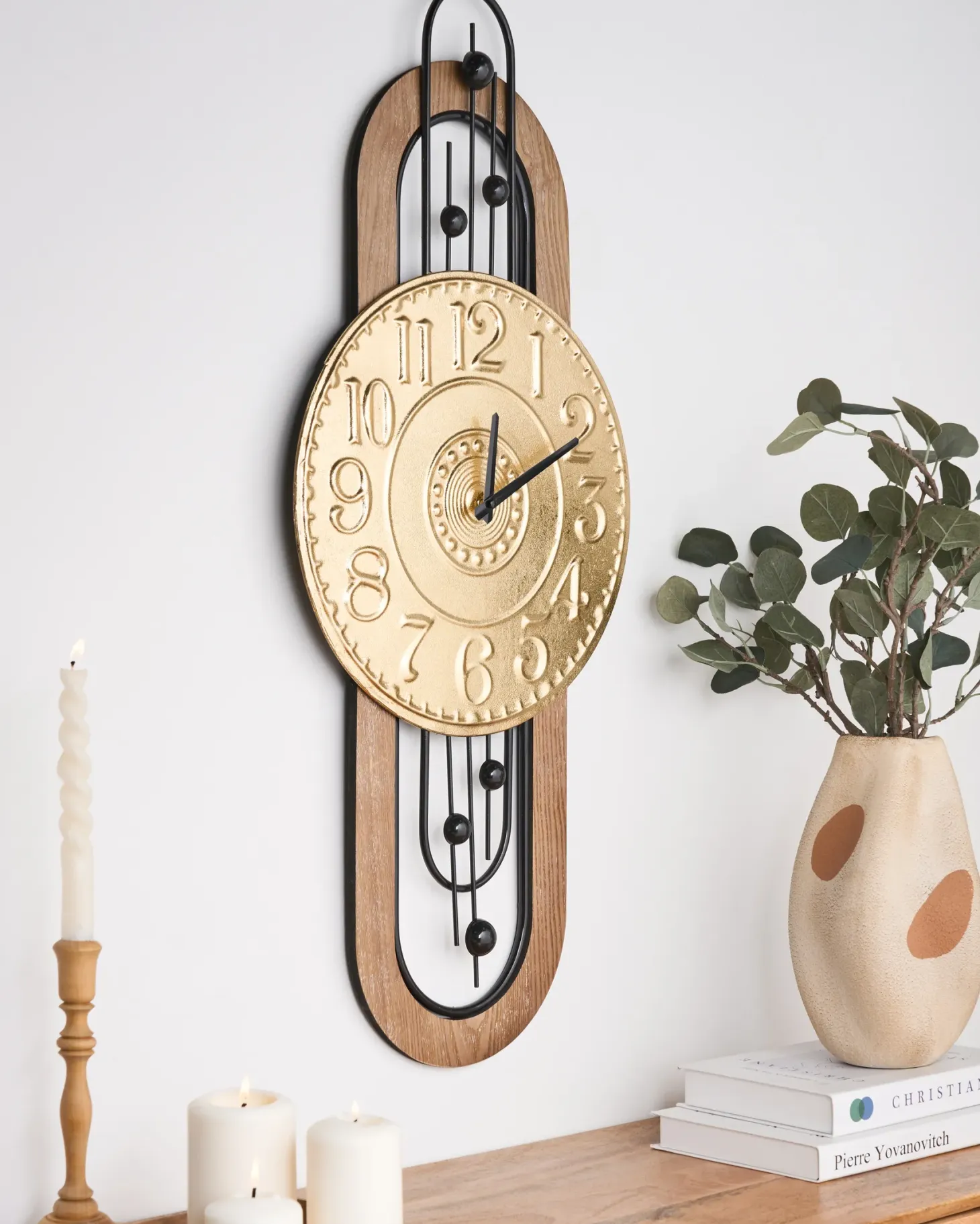 Zegar ścienny NOBELIUM 36 cm Metal Złoty