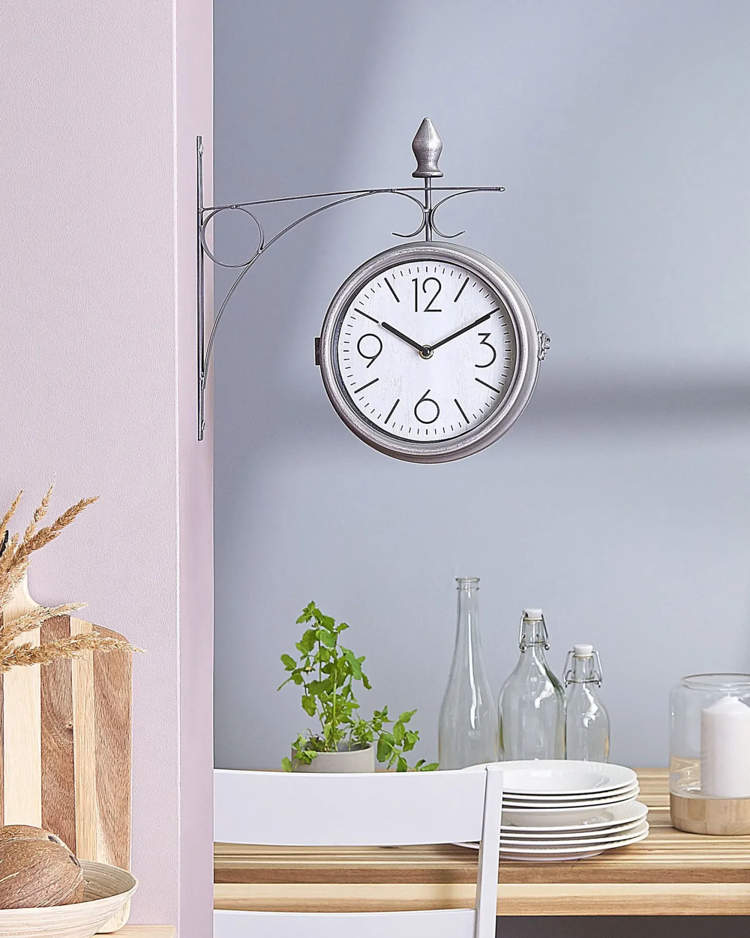 Zegar ścienny ROMONT 34 cm Metal Srebrny