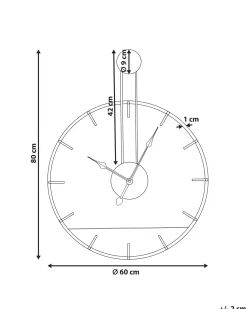 Zegar ścienny TAUGON 60 cm Metal Czarny