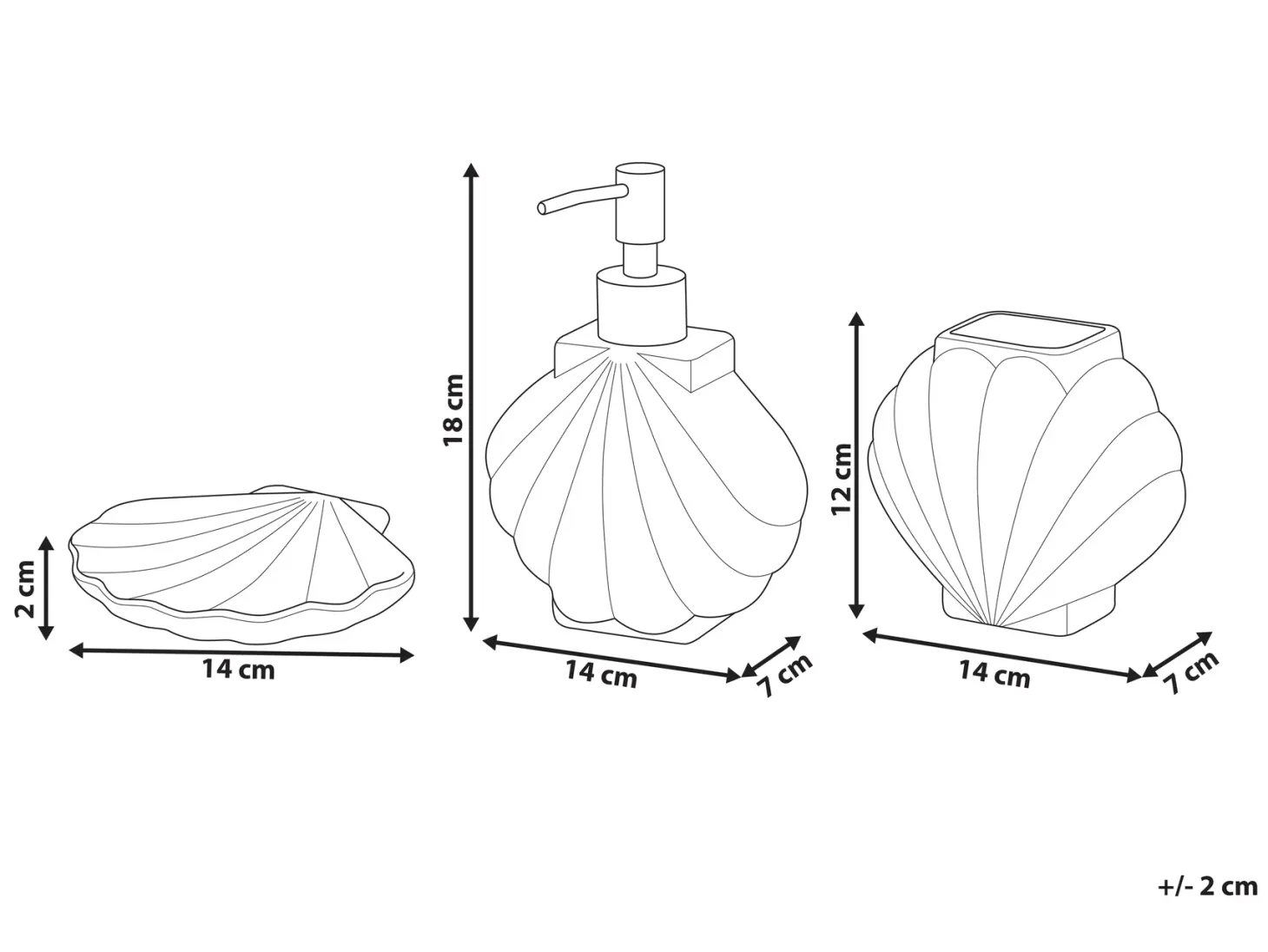 Zestaw akcesoriów łazienkowych 3 elementy SHELL Ceramika Biały