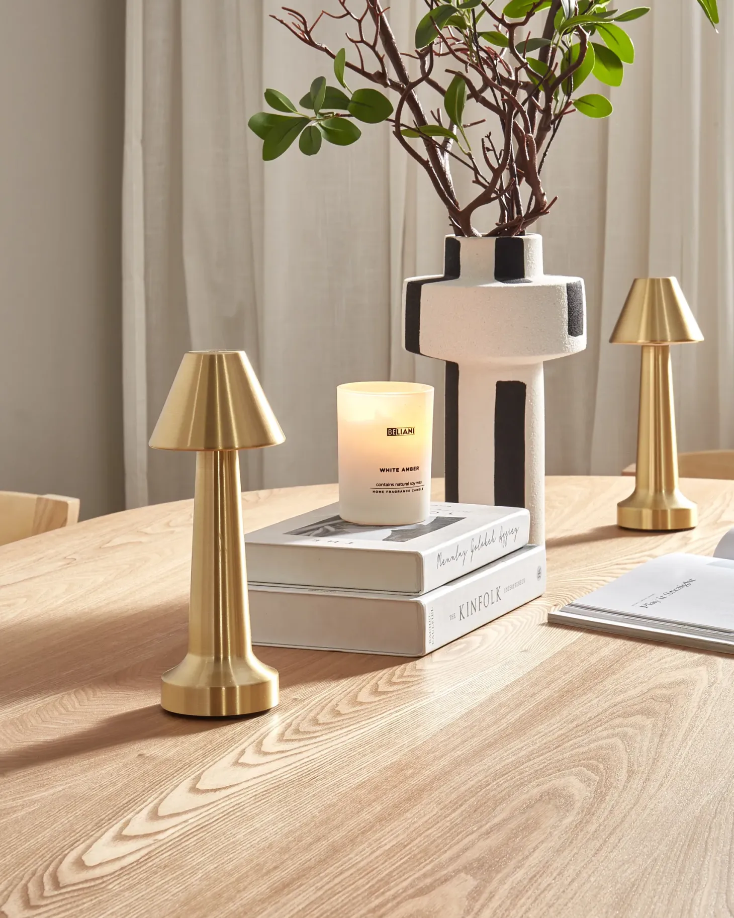 Zestaw 2 bezprzewodowych lamp stołowych LED JOANES Ze ściemniaczem Metal Złoty