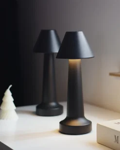Zestaw 2 bezprzewodowych lamp stołowych LED JOANES Ze ściemniaczem Metal Czarny