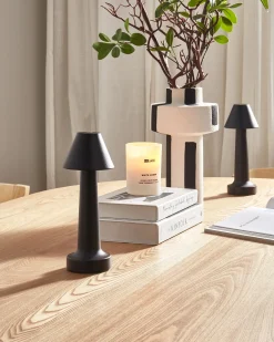 Zestaw 2 bezprzewodowych lamp stołowych LED JOANES Ze ściemniaczem Metal Czarny