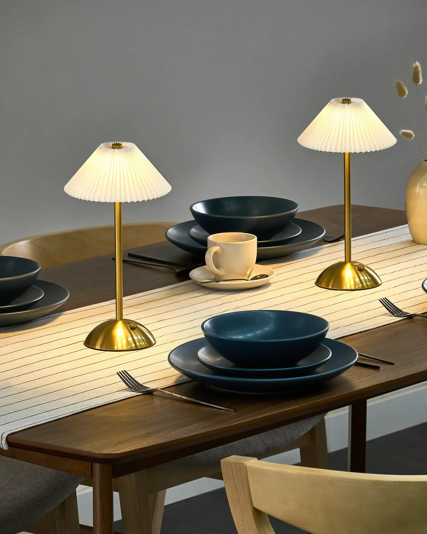 Zestaw 2 bezprzewodowych lamp stołowych LED RUBA Ze ściemniaczem Metal Złoty