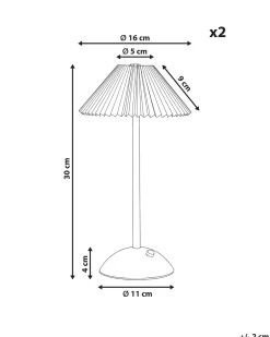 Zestaw 2 bezprzewodowych lamp stołowych LED RUBA Ze ściemniaczem Metal Złoty