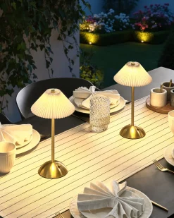 Zestaw 2 bezprzewodowych lamp stołowych LED RUBA Ze ściemniaczem Metal Złoty