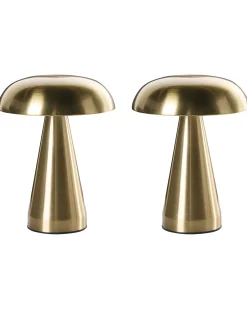 Zestaw 2 bezprzewodowych lamp stołowych LED KULFO Ze ściemniaczem Metal Złoty