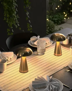 Zestaw 2 bezprzewodowych lamp stołowych LED KULFO Ze ściemniaczem Metal Złoty