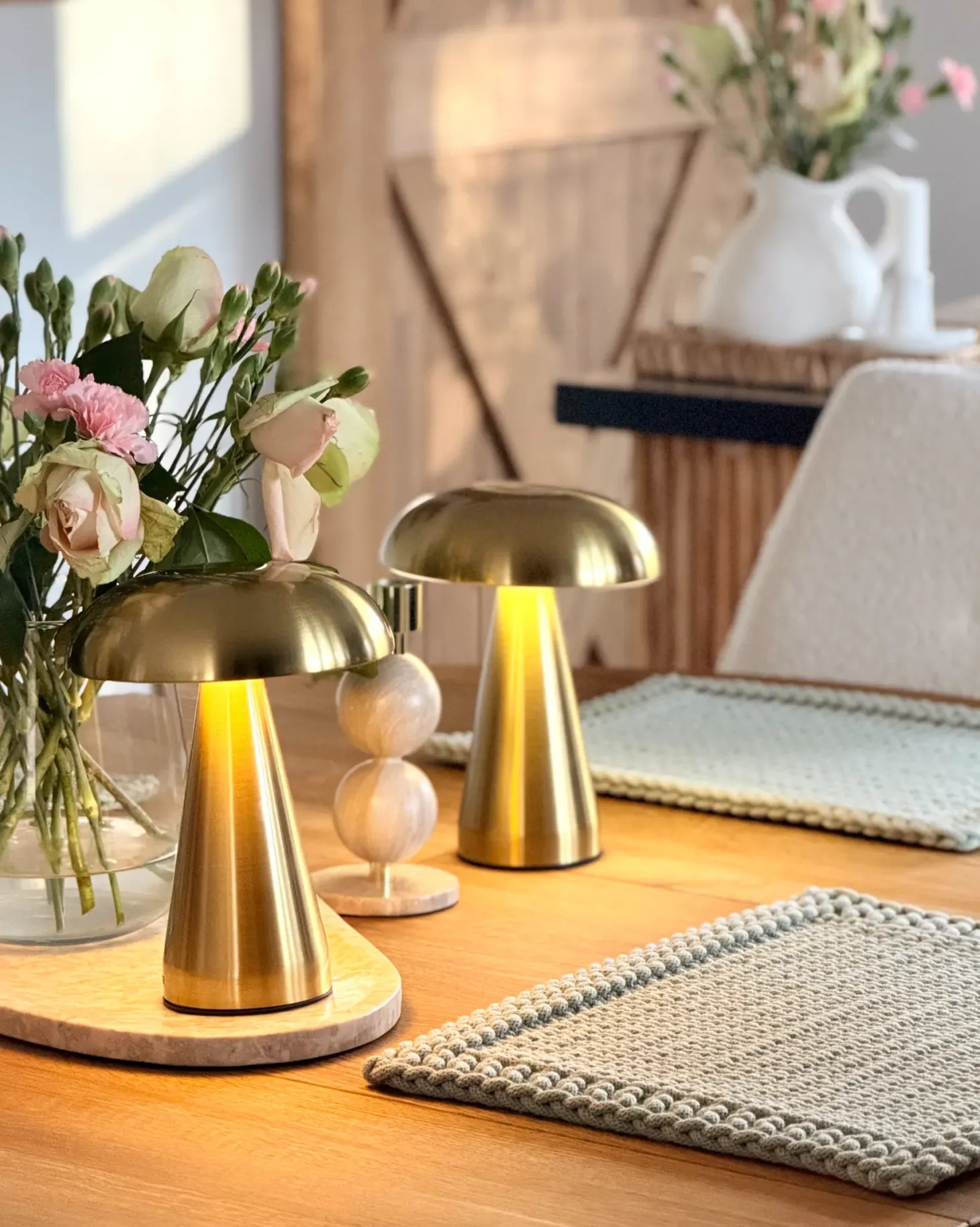 Zestaw 2 bezprzewodowych lamp stołowych LED KULFO Ze ściemniaczem Metal Złoty
