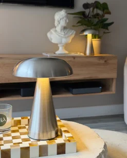 Zestaw 2 bezprzewodowych lamp stołowych LED KULFO Ze ściemniaczem Metal Srebrny