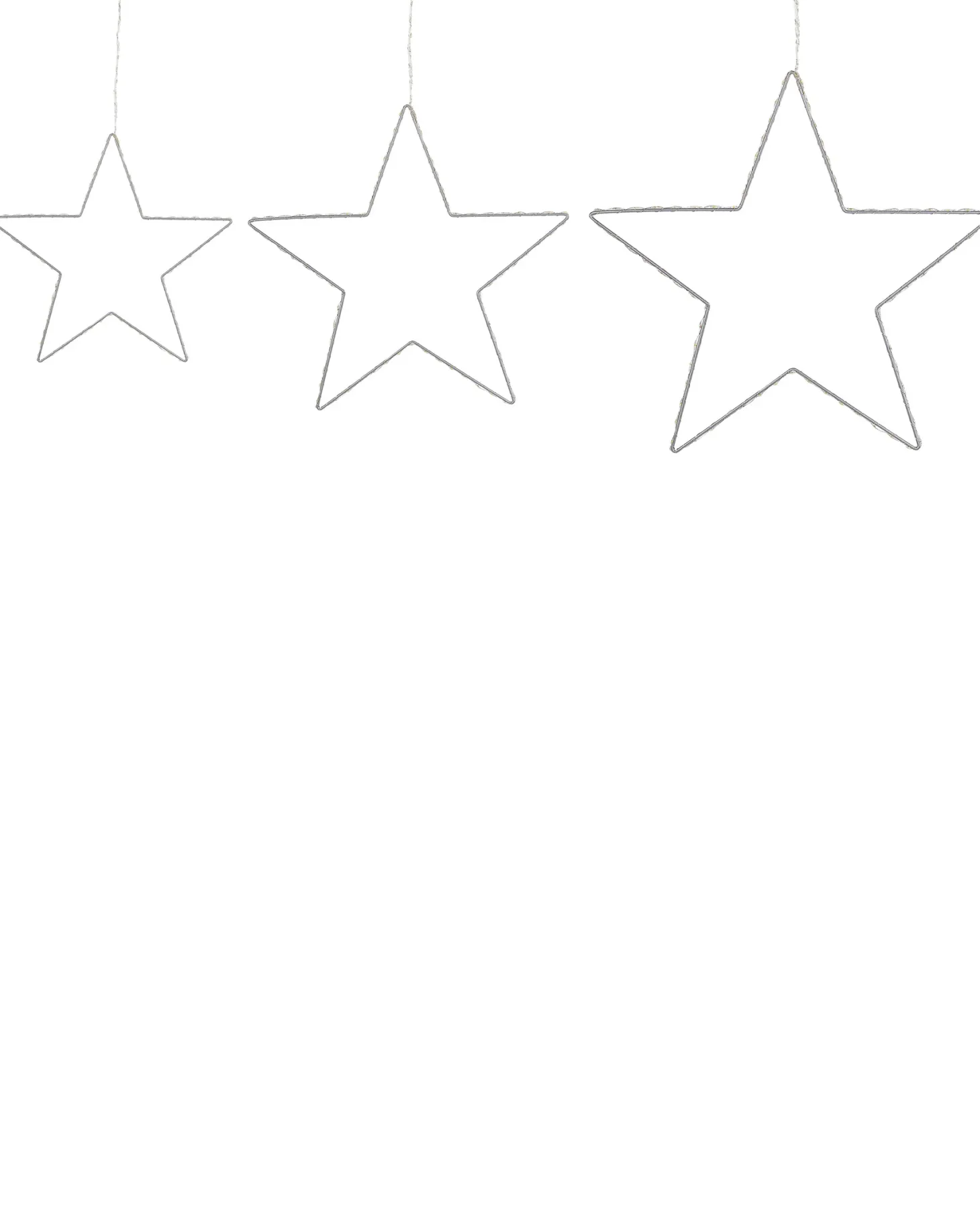 Zestaw 3 dekoracji wiszących LED KUNNARI Gwiazda 50/40/30 cm Srebrny