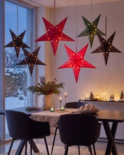 Zestaw 2 dekoracji wiszących LED MOTTI Gwiazda 45 cm Czerwony