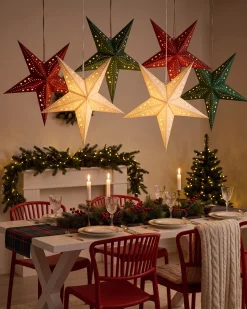 Zestaw 2 dekoracji wiszących LED MOTTI Gwiazda 45 cm Biały