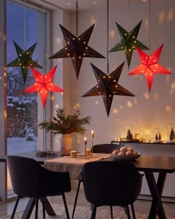 Zestaw 2 dekoracji wiszących LED MOTTI Gwiazda 45 cm Czarny