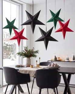 Zestaw 2 dekoracji wiszących LED MOTTI Gwiazda 45 cm Czarny