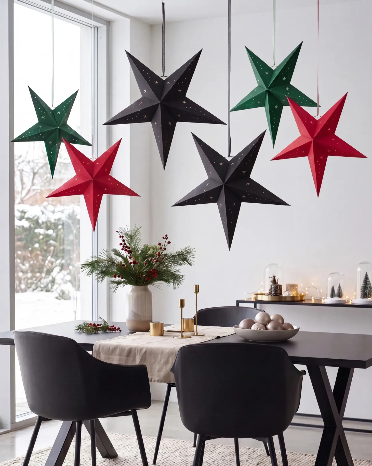 Zestaw 2 dekoracji wiszących LED MOTTI Gwiazda 45 cm Czarny
