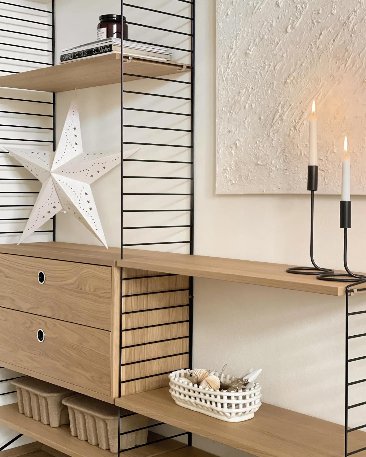 Zestaw 2 dekoracji wiszących LED MOTTI Gwiazda 60 cm Biały